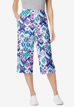 Elastic-Waist Knit Capri Pant