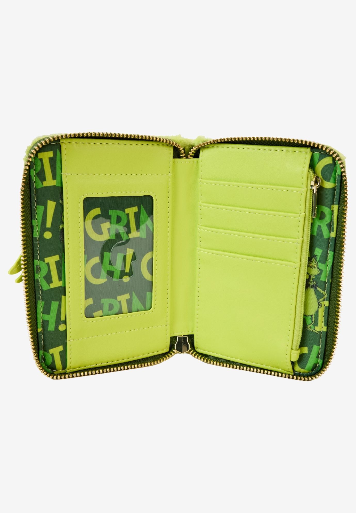 Loungefly x Dr Seuss The Grinch Plush Wallet Zip Around, BLUE, alternate image number 2