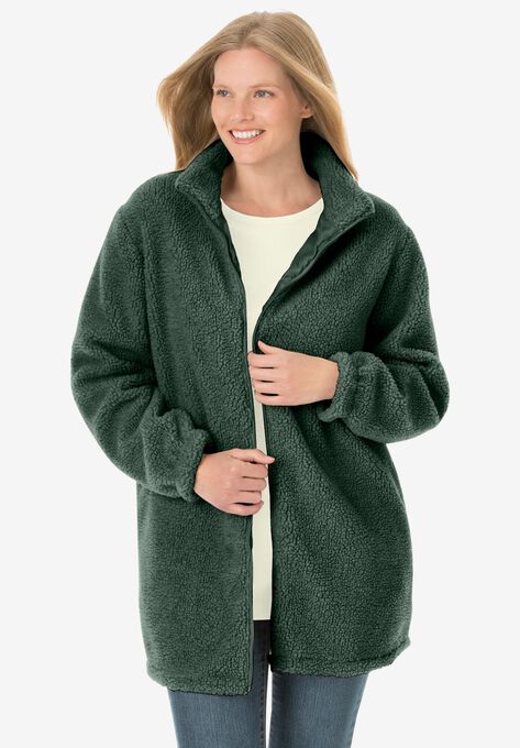Jacket in berber fleece, PINE, hi-res image number null