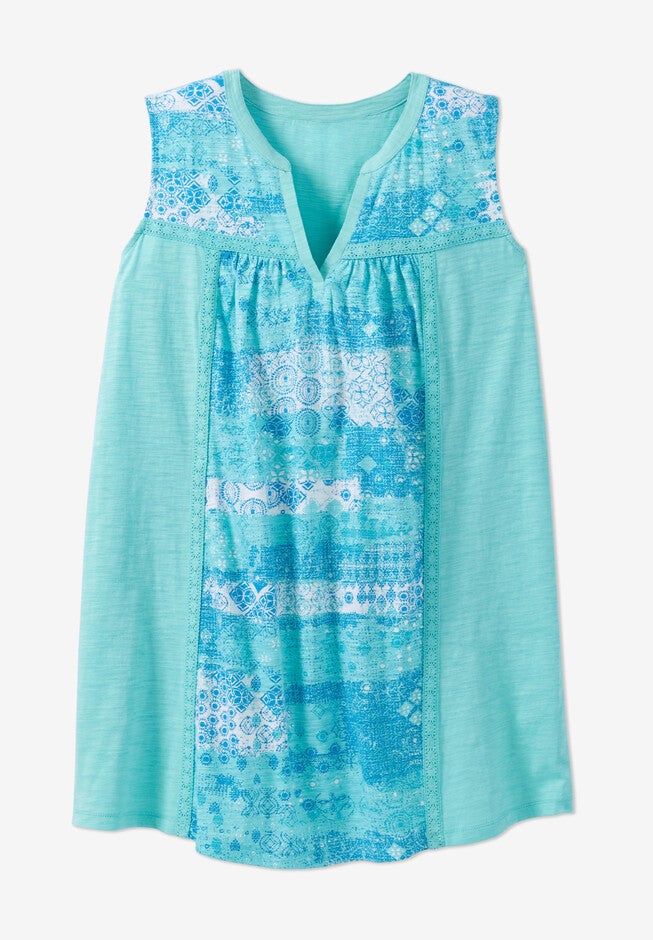 Sleeveless Notch-Neck Tunic, , alternate image number 2