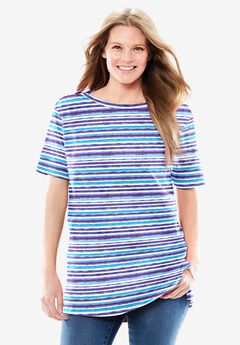 Perfect Printed Short-Sleeve Boatneck Tunic