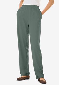 7-Day Straight-Leg Elastic-Waist Stretchy Knit Pant