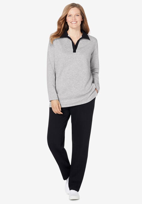 2-Piece Fleece Polo Set, HEATHER GREY BLACK, hi-res image number null