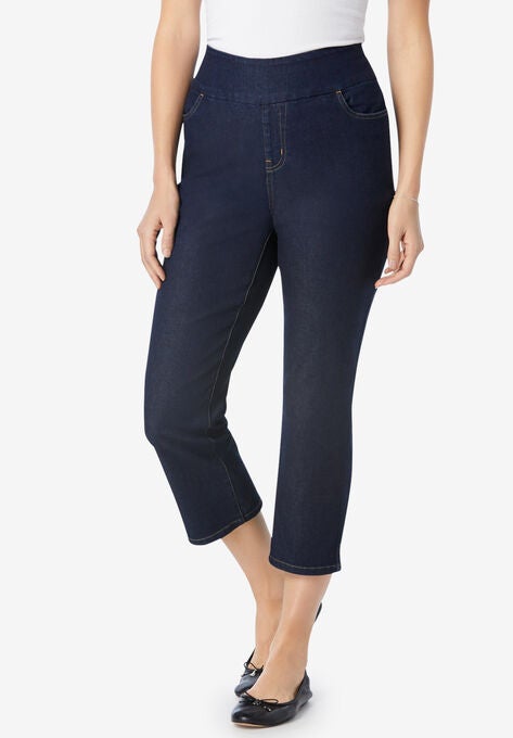 Flex-Fit Pull-On Denim Capri, INDIGO, hi-res image number null