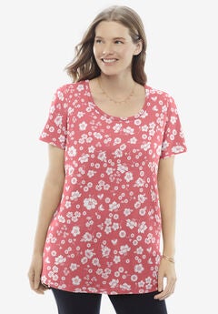 Perfect Printed Short-Sleeve Scoopneck Tee