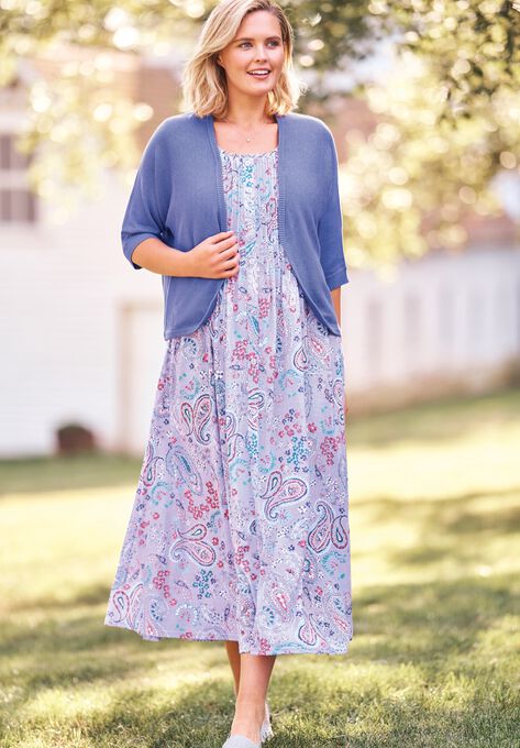 Pintucked Sleeveless Dress, , alternate image number null