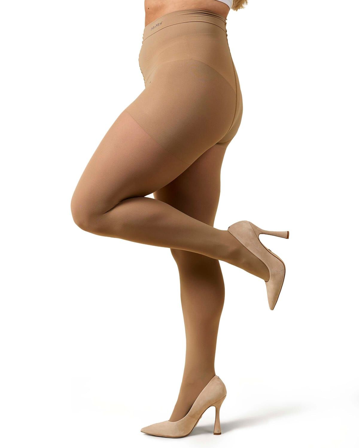Microfiber Opaque Plus Size Curvy Control Top Tights, NATUREL, hi-res image number 0