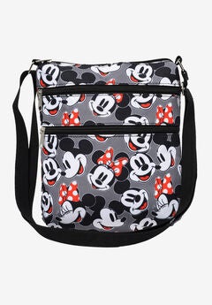 Mickey & Minnie Mouse Faces Smiles Passport Bag Travel Crossbody Purse