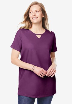 Perfect Short-Sleeve Keyhole Tee