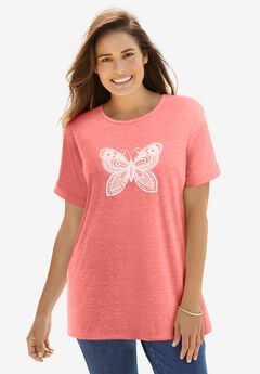 Marled Cuffed-Sleeve Tee