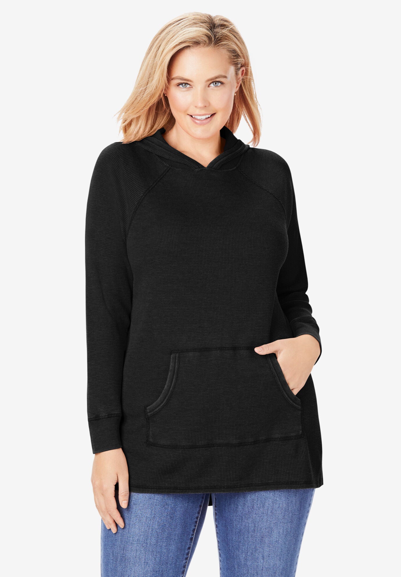 Woman within thermal sweatshirt top