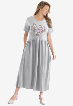Short-Sleeve Scoopneck Empire Waist Dress