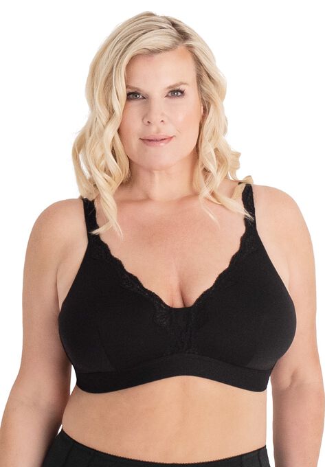 The Lucille Microfiber Lace Trim Bralette , BLACK, hi-res image number null