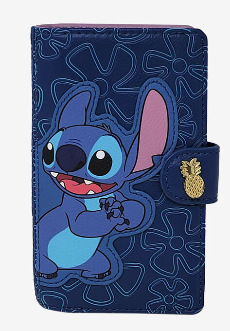 Loungefly X Disney Women'S Stitch Snap Flap Wallet Pineapples Flowers Blue Wallet, MULTI, hi-res image number null