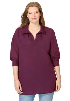 Three-Quarter Sleeve Popover Blouse