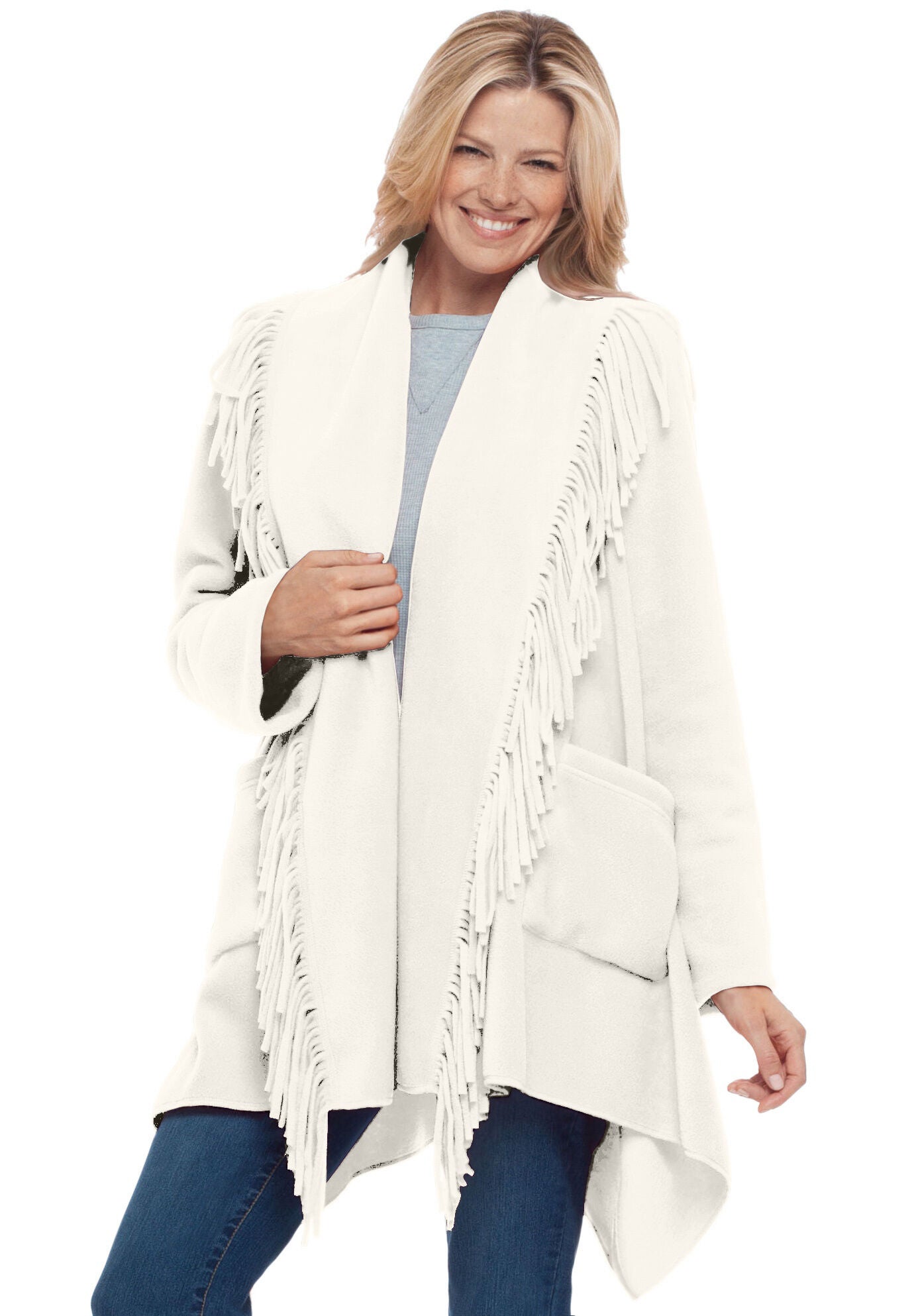 woman within fleece jacket