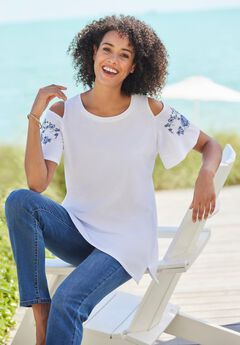 Short-Sleeve Cold-Shoulder Tee