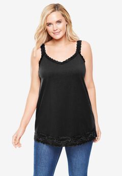 Lace-Trim V-Neck Tank