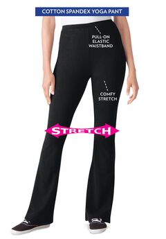 Womens Plus-Size Stretch-Cotton Knit Pull-On Bootcut Leggings