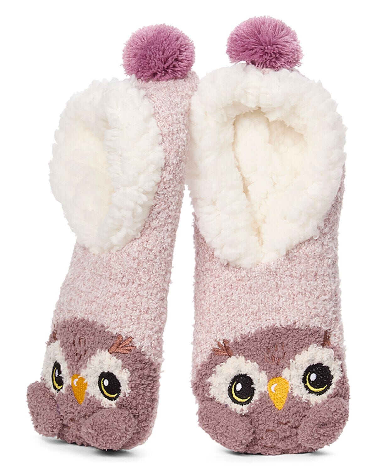 Owl Embellished Plush Lined Slippers