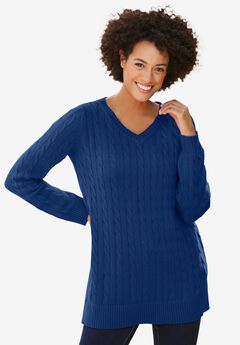 Cable Knit V-Neck Pullover Sweater