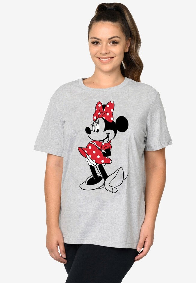 Disney Minnie Mouse Red Dress Short Sleeve T-Shirt , GRAY, hi-res image number 0