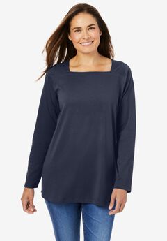 Perfect Long-Sleeve Square-Neck Tee
