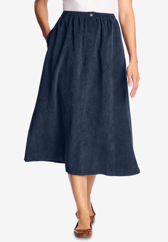 Corduroy Pull-On Skirt, NAVY, hi-res image number null