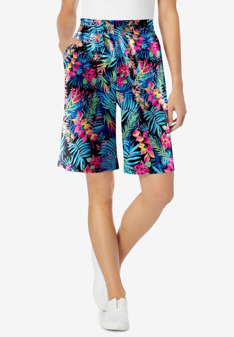 Jersey Knit Short, BLACK MULTI TROPICANA, hi-res image number null