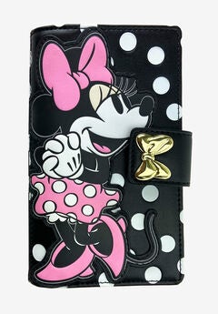 Loungefly X Disney Minnie Mouse Snap Flap Wallet Black Pink Polka Dots