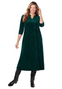 Thermal Knit A-Line Dress with Side Pockets, Medium Heather Grey | Woman Within Thermal Knit A-Line Dress with Side Pockets, Medium Heather Grey | Woman Within