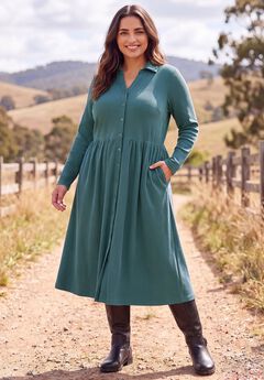 Snap-Front Thermal Shirtdress