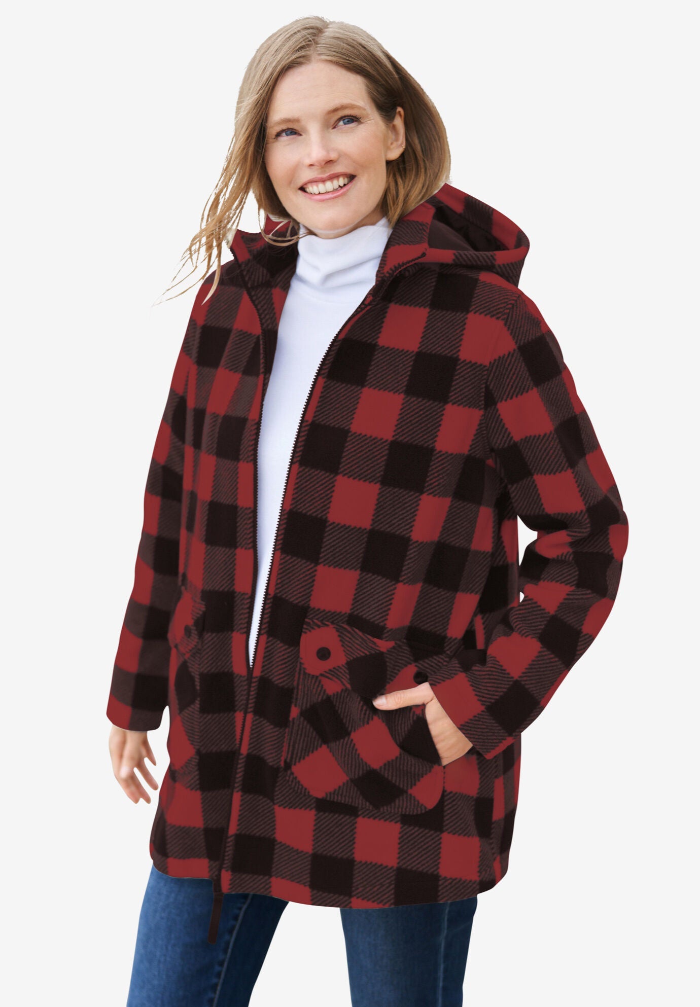 Woman within fleece coats