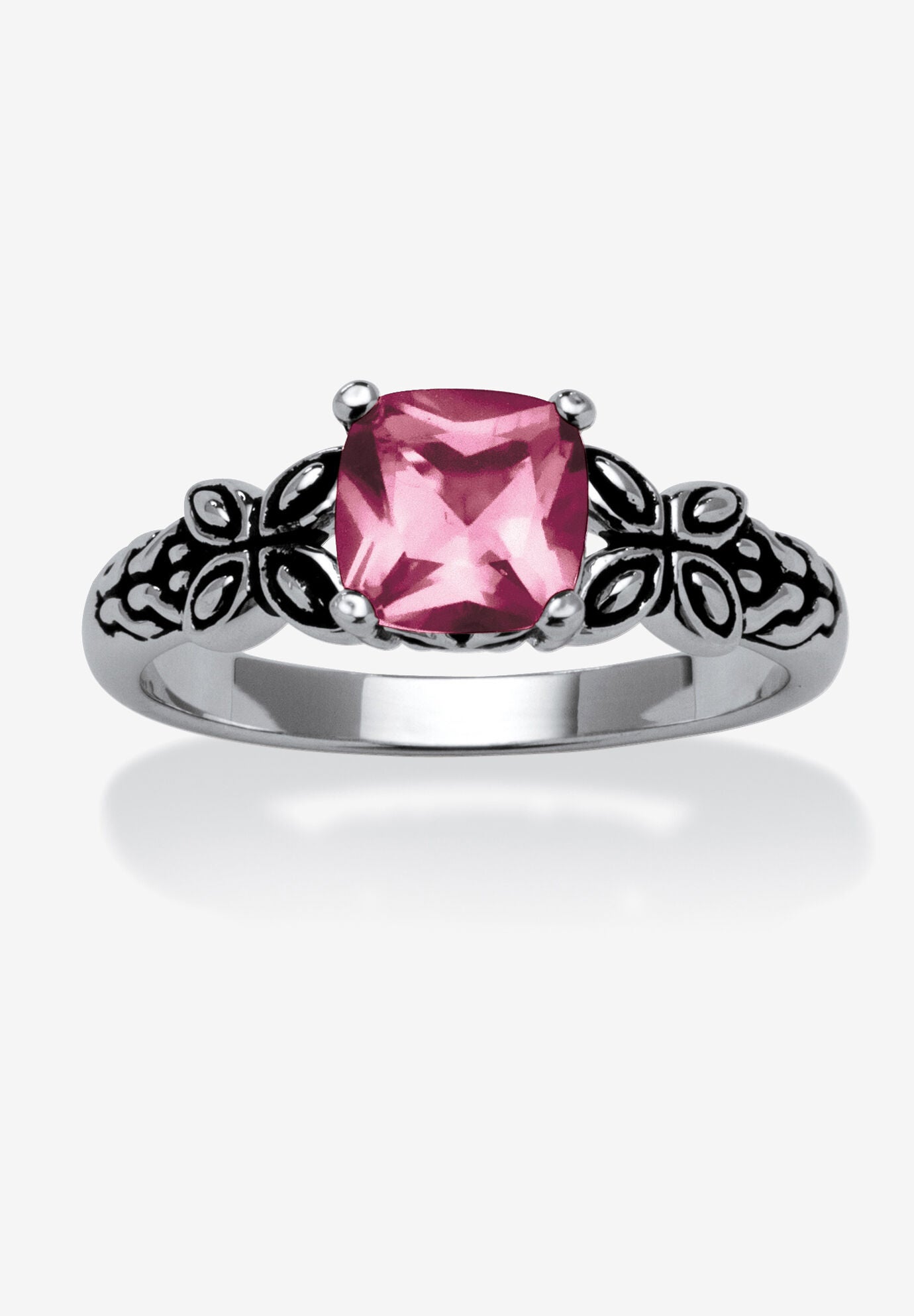 Cushion-Cut Birthstone Ring In Sterling Silver, JUNE, hi-res image number 0