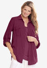 Cotton Gauze Bigshirt, DEEP CLARET, hi-res image number null