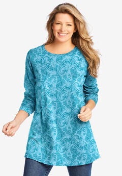 Perfect Printed Long-Sleeve Crewneck Tunic