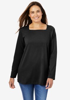 Perfect Long-Sleeve Square-Neck Tee