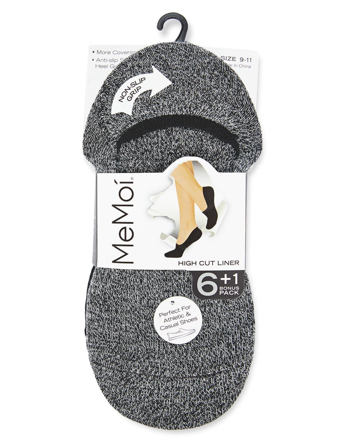 High-Cut Cotton Blend Sneaker Liner 7 Pack, BLACK MARLED, alternate image number 3