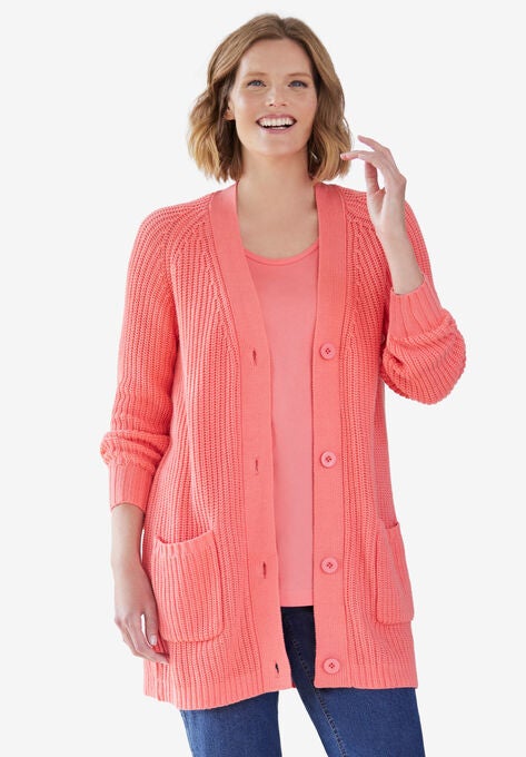 Long-Sleeve Shaker Cardigan Sweater | Woman Within