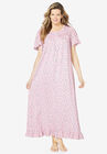 Long Floral Print Cotton Gown, PINK DITSY, hi-res image number null