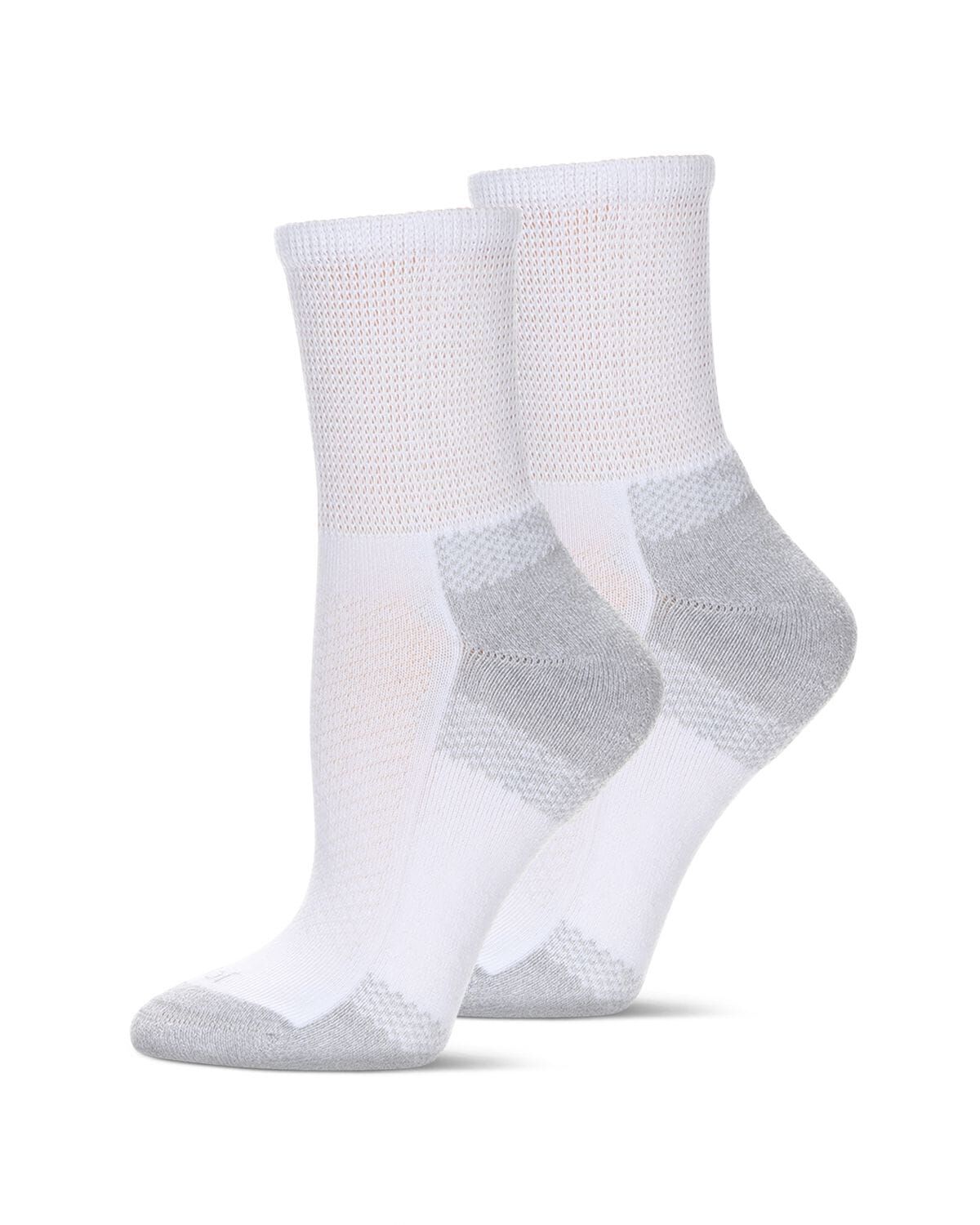 2 Pair Pack Unisex Diabetic Half Cushion Quarter Socks, WHITE WHITE, hi-res image number 0