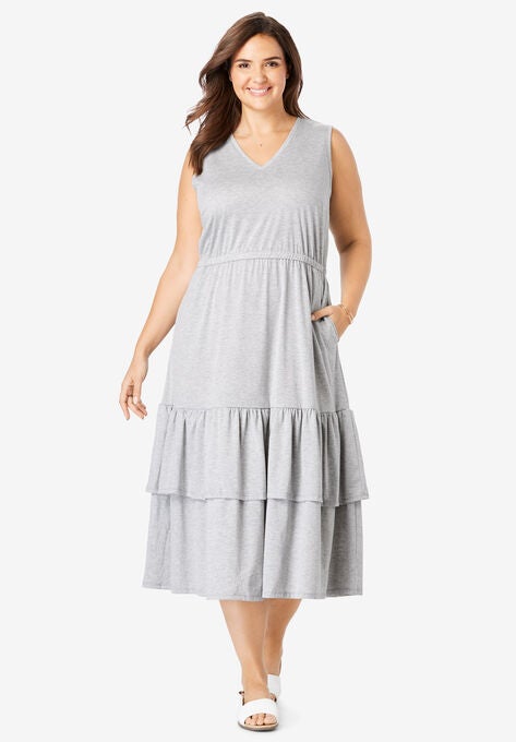 Tiered Hem Sleeveless Dress Plus Sizedresses Woman Within