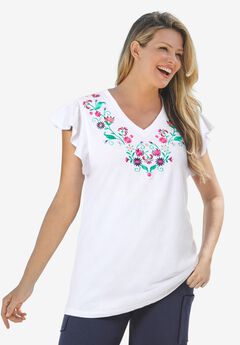 Embroidered V-Neck Tunic
