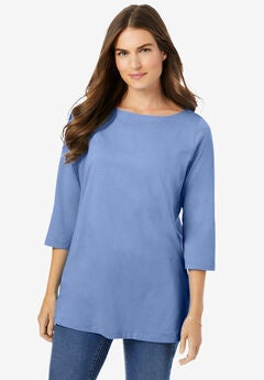 Perfect Three-Quarter Sleeve Boatneck Tee