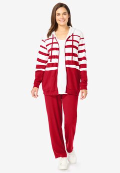 Striped Full Zip Jacket Set