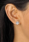 Round Cubic Zirconia Stud Earrings in Platinum over Silver (8.5mm), , alternate image number null