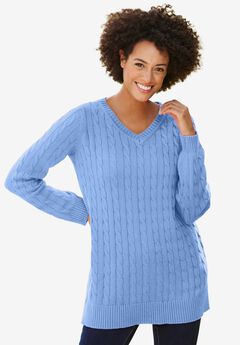 Cable Knit V-Neck Pullover Sweater
