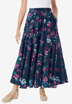 Wide Elastic Waist Skirt
