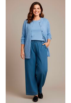 Cotton Cable Knit Cardigan Sweater