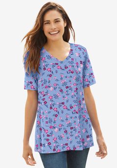 Perfect Printed Short-Sleeve V-Neck Tee
